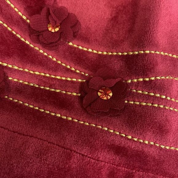 Burgundy Baby Girl Infant Velvet Christmas Dress - Picture 4 of 6